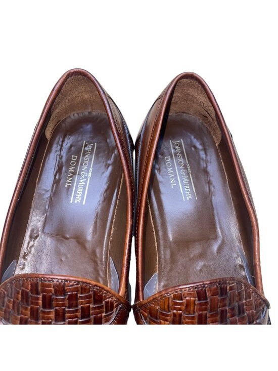 Johnston & Murphy Men’s Brown Leather Tassel Woven Loafers Dress Shoes Size 12M